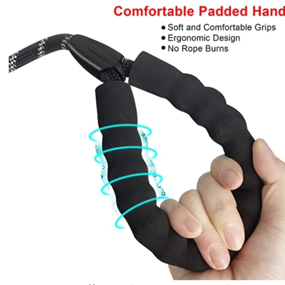 NEW 5FT Heavy Duty Dog Leash Padded Handle and Highly Reflective Threads Black - Picture 3 of 7